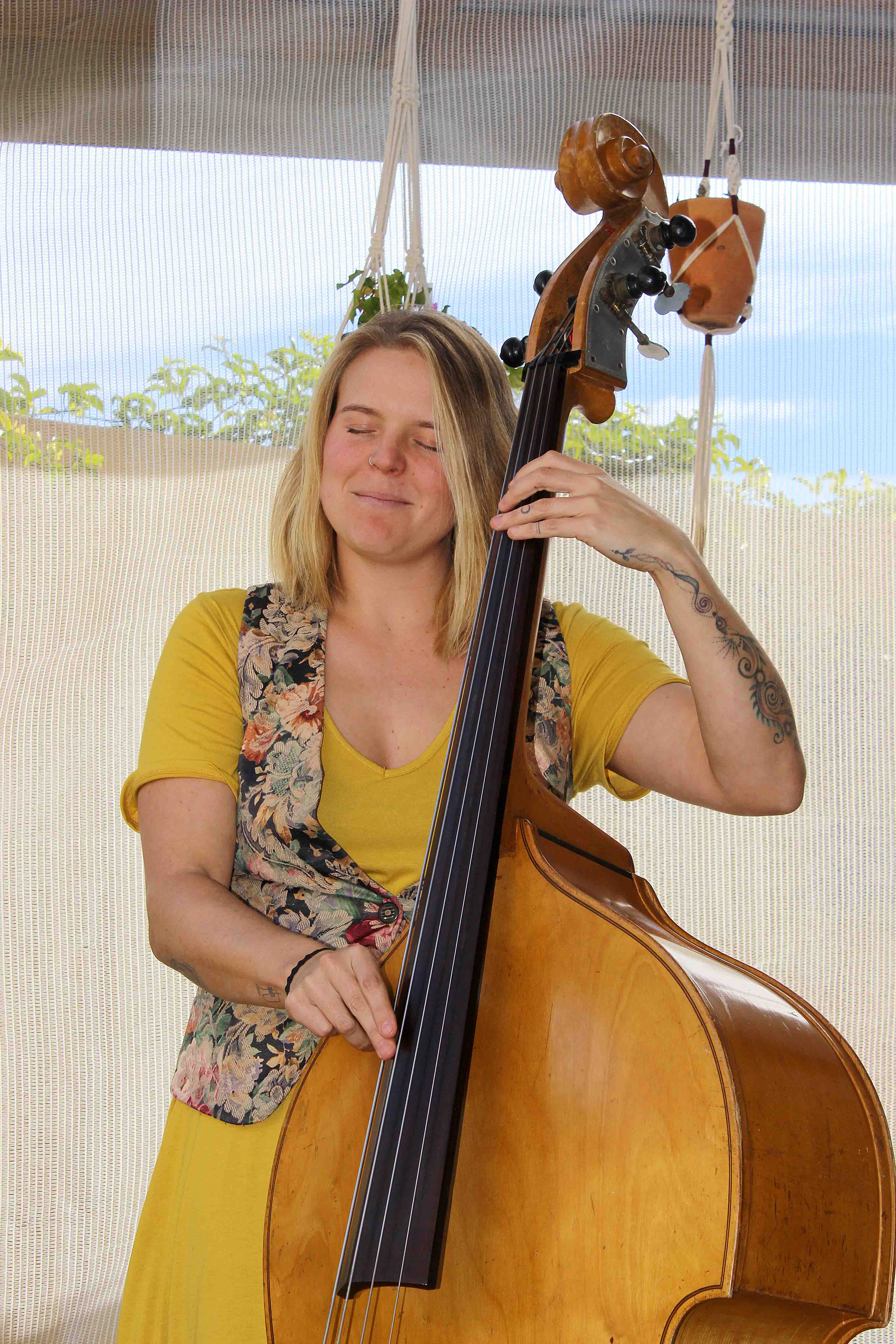 Sarah Blake playing the cello.