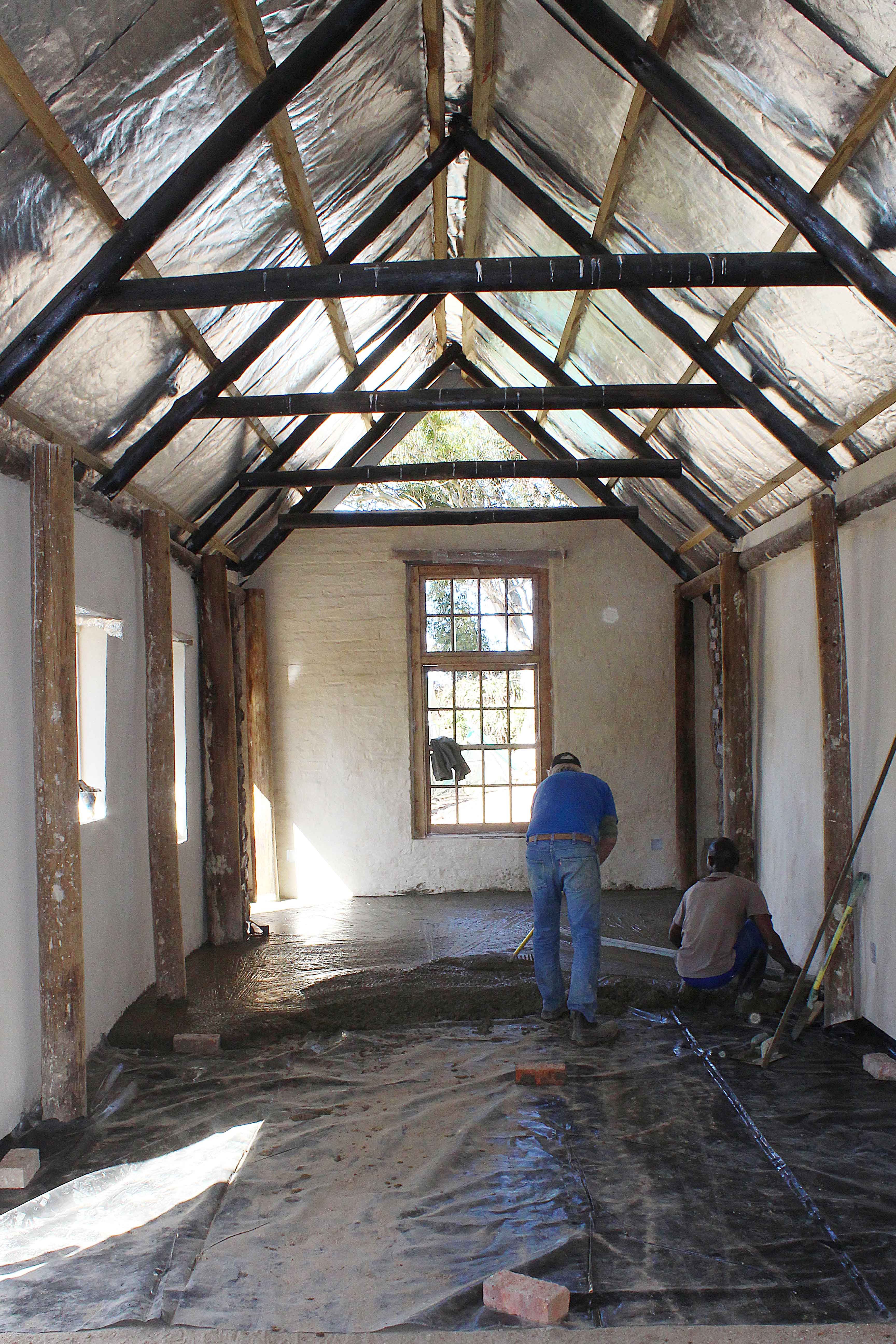 The barn under construction.